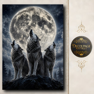 Moonlit Wolf Chorus Decoupage Tissue Paper