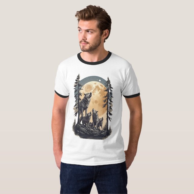 Moonlit Wolf Family Design, T-Shirt (Front Full)