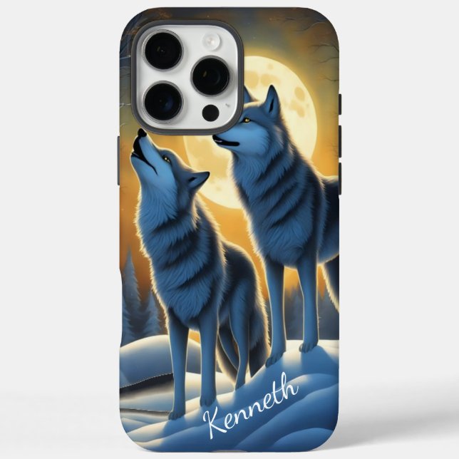 Moonlit Wolf Howling in Forest Case-Mate iPhone Case (Back)