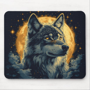 Moonlit Wolf Mystical Night Mouse Mat