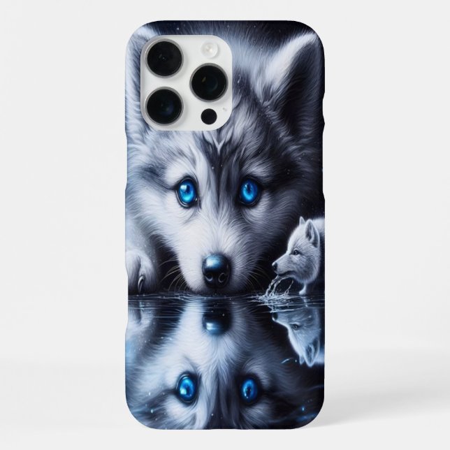 Moonlit Wolf Nature Artwork iPhone Case (Back)