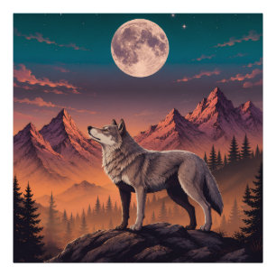 Moonlit Wolf Photo Enlargement Wildlife Nature W Print