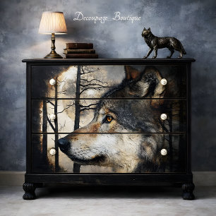 Moonlit Wolf Profile Decoupage Tissue Paper
