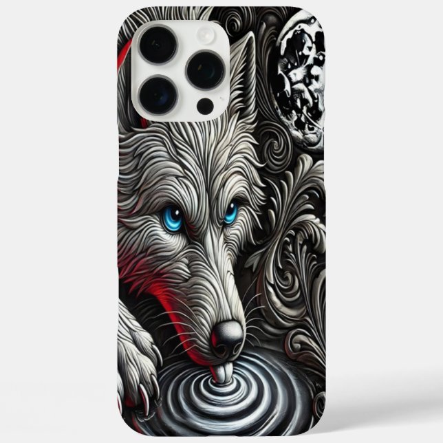 Moonlit Wolf's Reflection Art Case-Mate iPhone Case (Back)