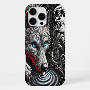 Moonlit Wolf's Reflection Art iPhone 16 Pro Max Case