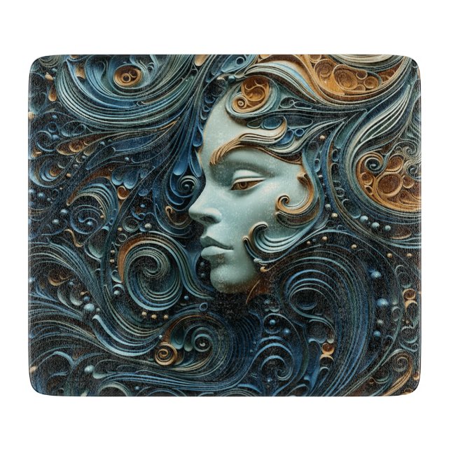 Moonlit Woman 3D Art Cutting Board (Front)