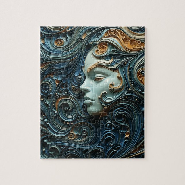 Moonlit Woman 3D Art Jigsaw Puzzle (Vertical)