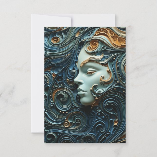 Moonlit Woman 3D Art Thank You Card (Front)