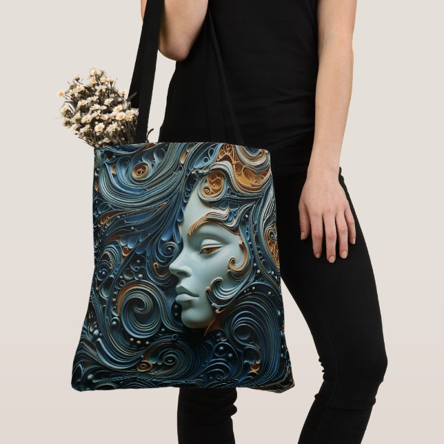 Moonlit Woman 3D Art Tote Bag (Close Up)