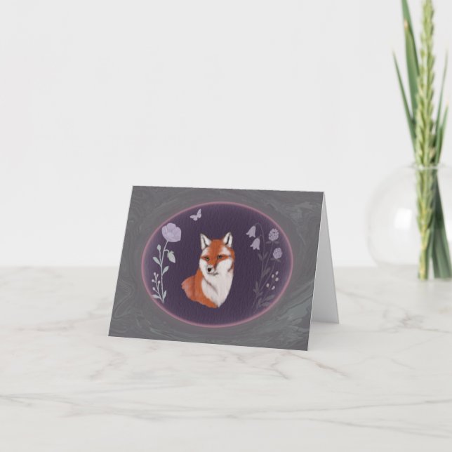 Moonlit Woodland Fox Small Greeting Card (Front)