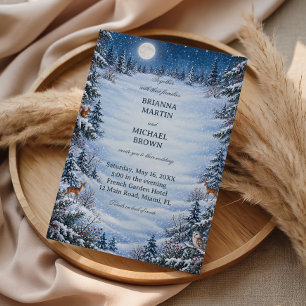 Moonlit Woodland Winter Wildlife Wonderland Invitation