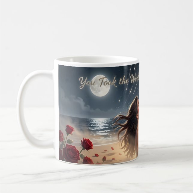 Moonlit Words Romantic Seashore Dream Mug (Left)