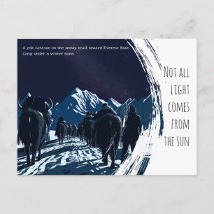 Moonlit Yak Caravan Everest Himalayan Journey Postcard