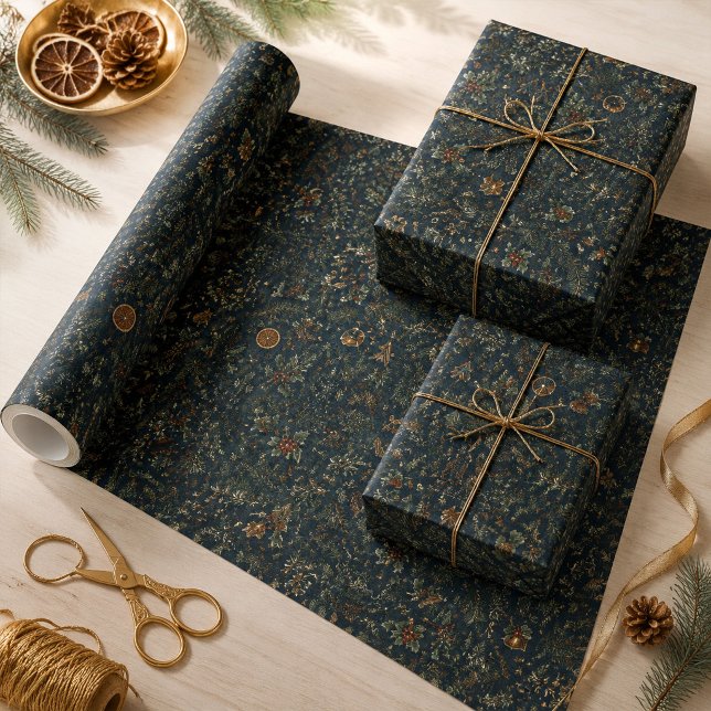 Moonlit Yule Botanical Winter Wrapping Paper (Moonlit Yule Botanical Winter Wrapping Paper)