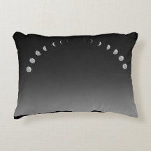Moonphase cushion, black white grey rectangular 