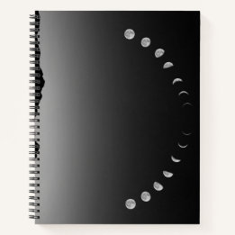 Moonphase lined notebook monochrome style 