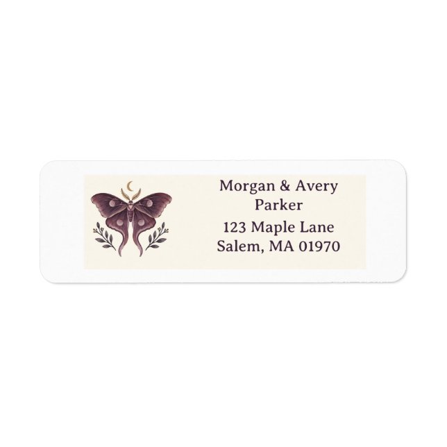 Moonpost Moth Halloween Return Address Label (Front)