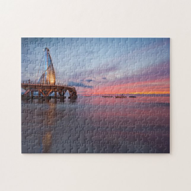 Moonrise And Sunset Jigsaw Puzzle (Horizontal)