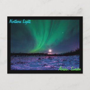 Moonrise and the Northern Lights In Sweden Postcard
