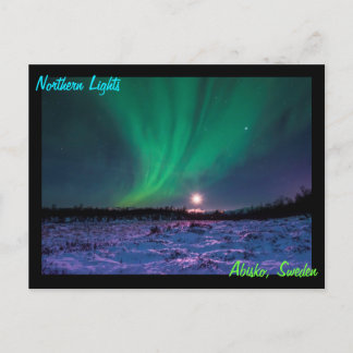 Moonrise and the Northern Lights In Sweden Postcard