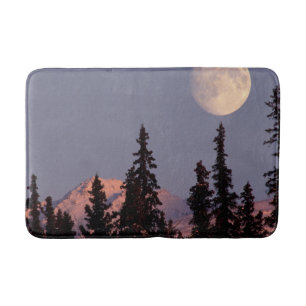 Moonrise Early Winter   Anchorage, Alaska Bath Mat