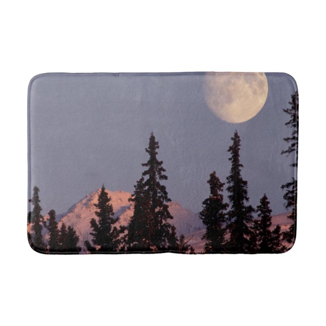 Moonrise Early Winter | Anchorage, Alaska Bath Mat (Front)