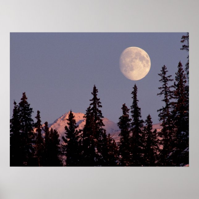 Moonrise Early Winter | Anchorage, Alaska Poster (Front)