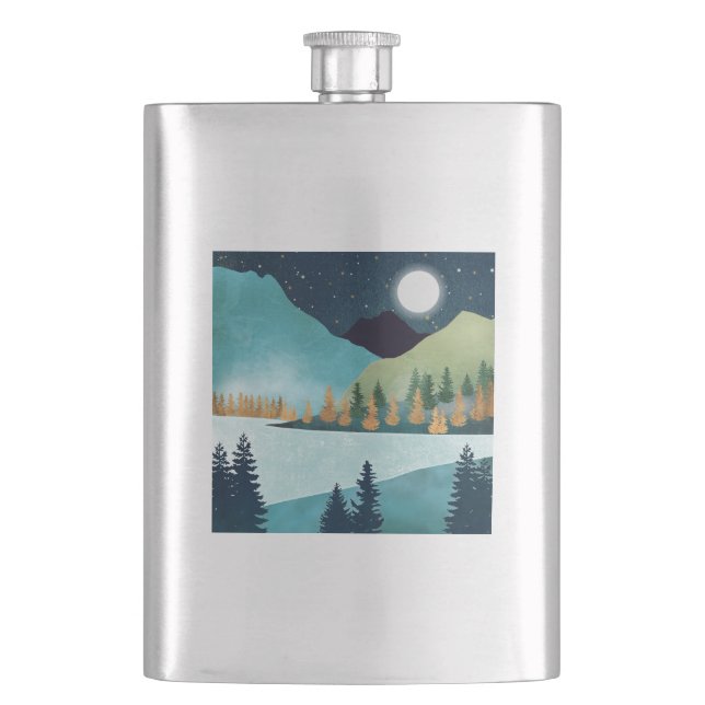 Moonrise Lake Hip Flask (Front)
