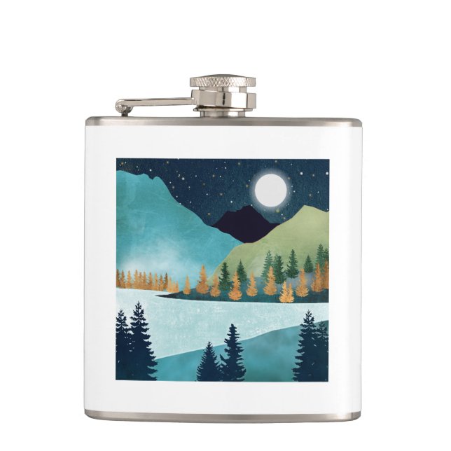 Moonrise Lake Hip Flask (Front)
