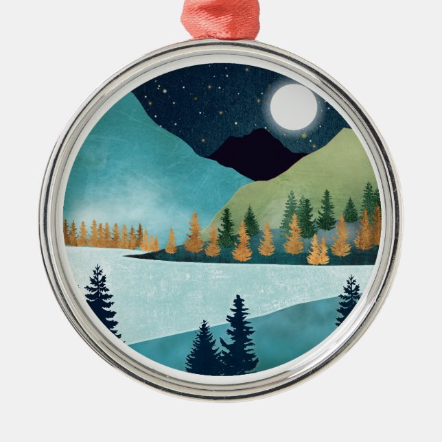 Moonrise Lake Metal Tree Decoration (Front)