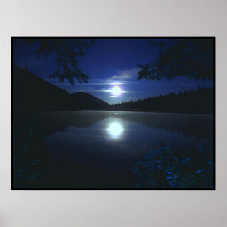 Moonrise Over Elk Lake Poster