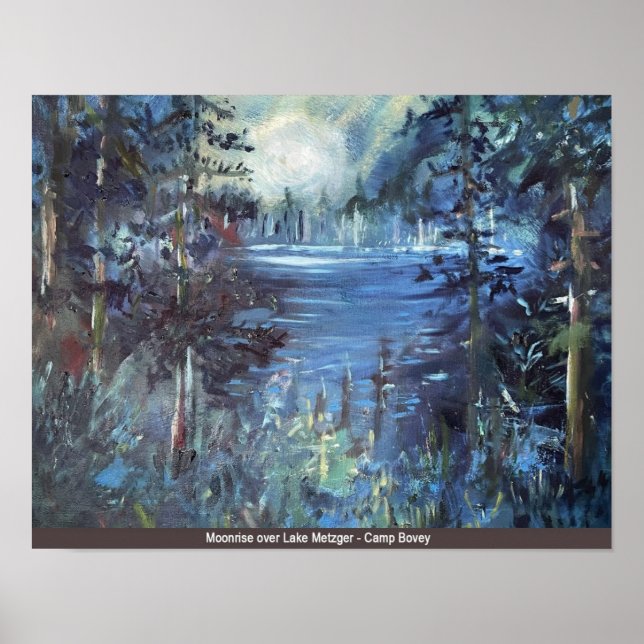 Moonrise Over Lake Metzger Poster (Front)