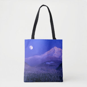 Moonrise over Mt Hood winter, Oregon Tote Bag