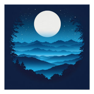 Moonrise Over the Blue Ridge Poster