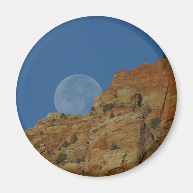 Moonrise Over The Cliffs In Zion Magnet (Front)