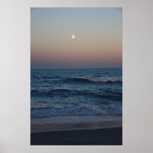 Moonrise Over the Ocean #4705 Poster