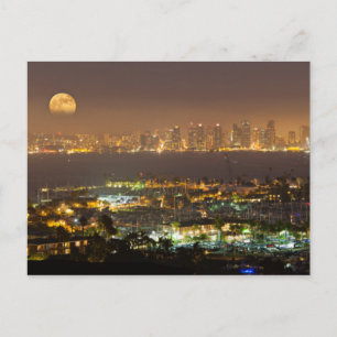Moonrise over the San Diego skyline Postcard