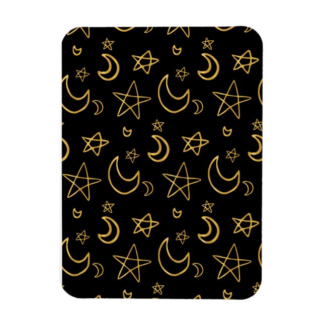 Moons and Stars Gold Pattern Magnet (Vertical)