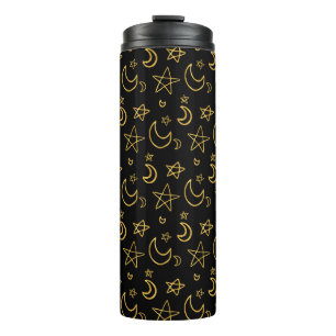 Moons and Stars Gold Pattern Thermal Tumbler