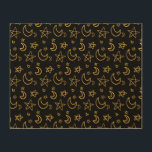 Moons and Stars Gold Pattern Wood Wall Art<br><div class="desc">A bunch of a hand drawn moons and stars that are gilded in gold.</div>