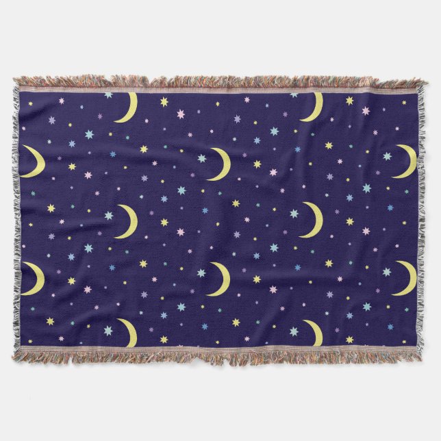 Moons and stars. throw blanket (Front)