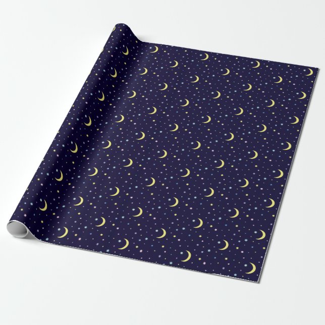 Moons and stars. wrapping paper (Unrolled)