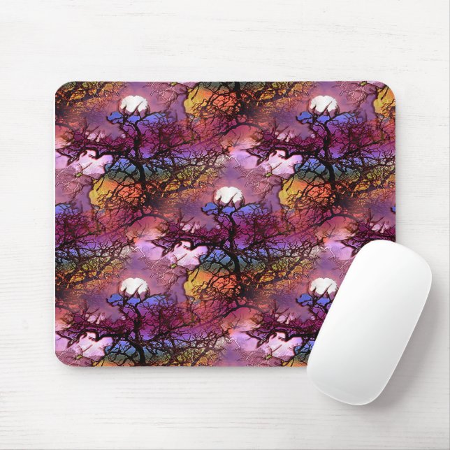 Moons  in the trees.... mouse mat (With Mouse)