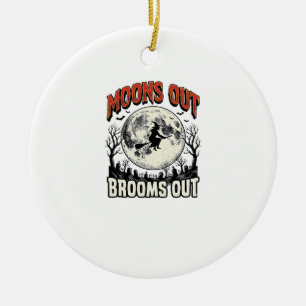 Moons Out Brooms Out Vintage Halloween Witch Desig Ceramic Tree Decoration