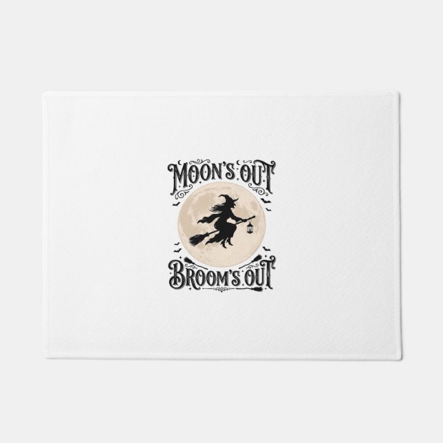 Moons Out Brooms Out Witch Halloween Doormat (Front)