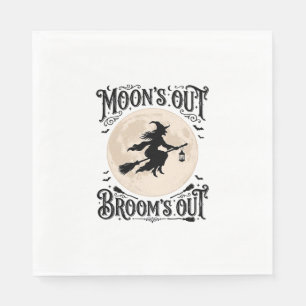 Moons Out Brooms Out Witch Halloween Napkin
