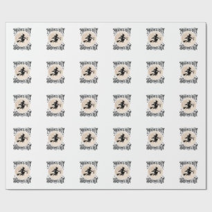 Moons Out Brooms Out Witch Halloween Wrapping Paper