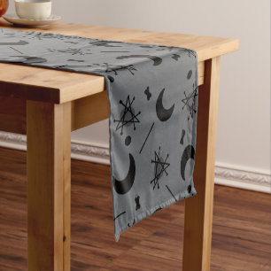 Moons & Stars Atomic Era Abstract Slate Grey Short Table Runner
