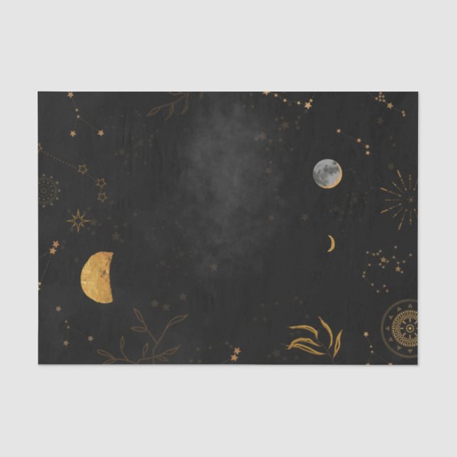 Moons stars constellation deep night sky decoupage tissue paper (Front)