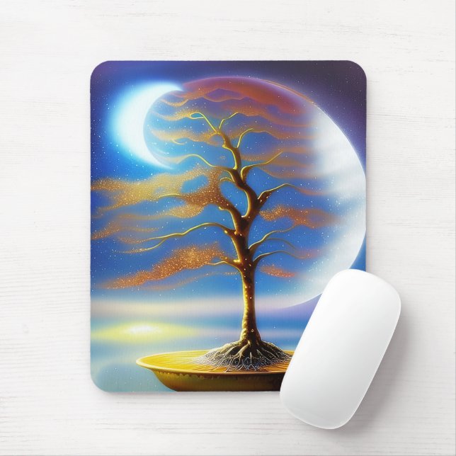 Moonscape bonsai mouse mat (With Mouse)